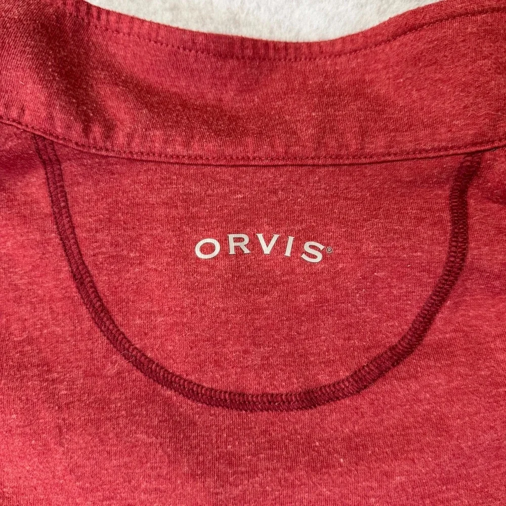 Orvis Classic Collection Mens XL Quarter Zip Pullover Heather Red Long‎ Sleeve